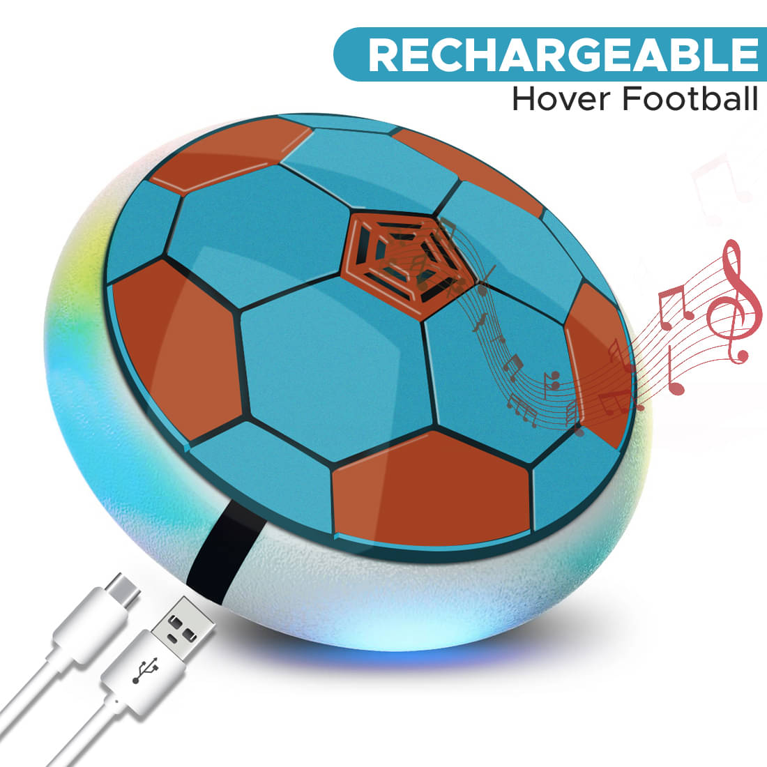     			NHR C-Type USB Rechargeable Battery Powered Hover Football Indoor Electric Floating Hover Ball | Soccer | Smart Air Football | Fun Game for Kids Toys for Boys and Girls Birthday Gift(Blue)