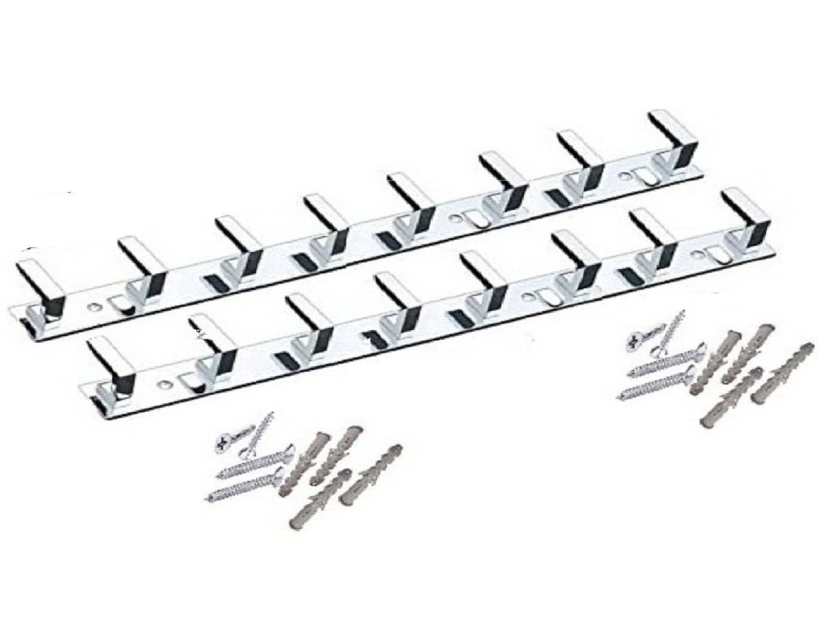 OJASS Stainless Steel & Aluminium Premium Heavy Quality - 8 PIN L Save Cloth Hanger Bathroom Wall Door Hooks with 8 Screw and 8 Grip (Pack of 2 pcs) LHS08SSL2
