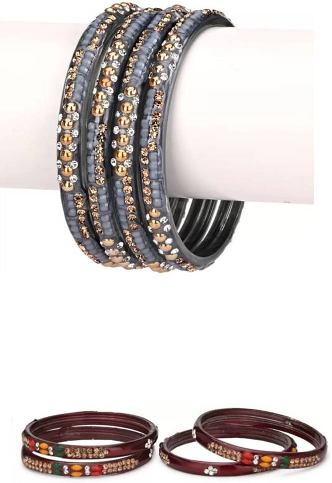     			Somil Grey Melange Kada ( Pack of 8 )