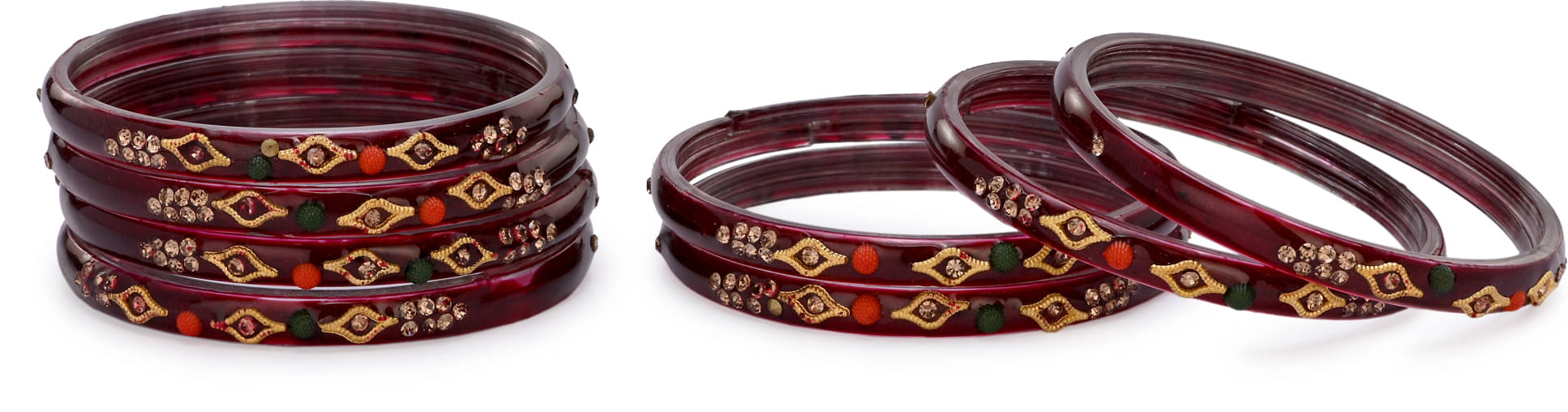 Somil Maroon Bangle Set ( Pack of 8 ) Somil Maroon Bangle Set ( Pack of 8 )