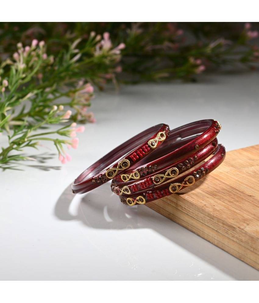Somil Maroon Bangle Set ( Pack of 4 ) Somil Maroon Bangle Set ( Pack of 4 )