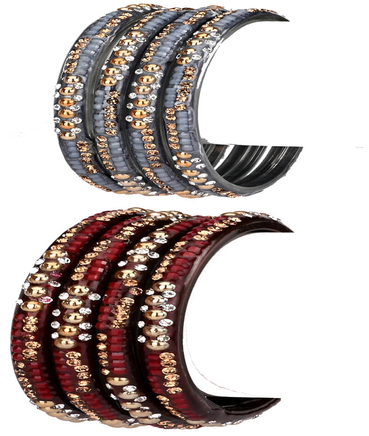 Somil Multicolor Bangle Set ( Pack of 8 ) - Bangles & Bracelets | Buy online on ZillyBuy