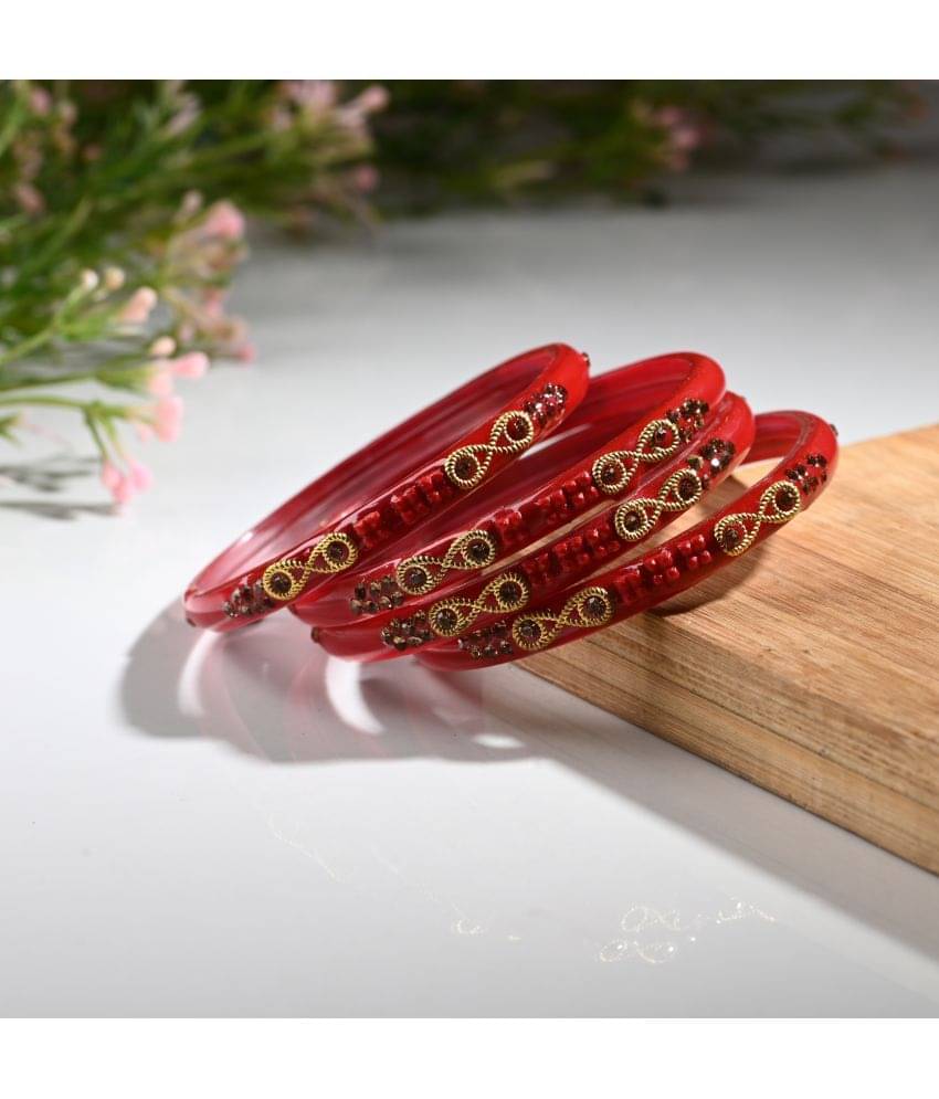Somil Red Bangle Set ( Pack of 4 ) Somil Red Bangle Set ( Pack of 4 )