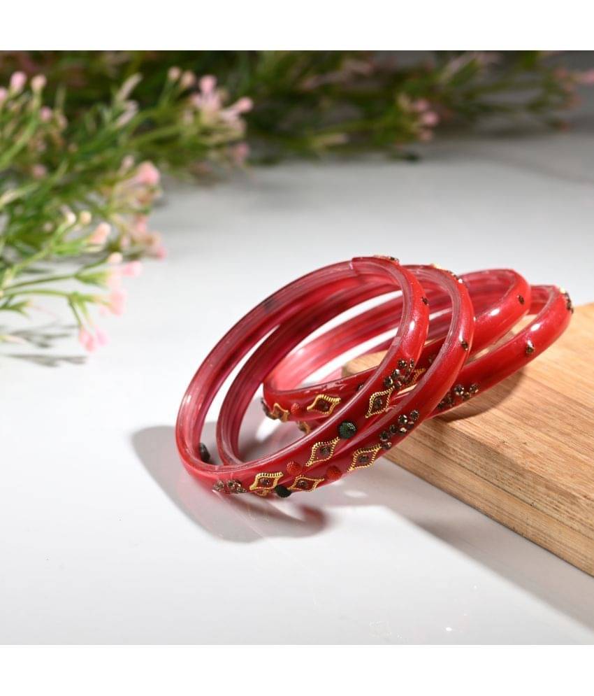 Somil Red Bangle Set ( Pack of 4 ) Somil Red Bangle Set ( Pack of 4 )