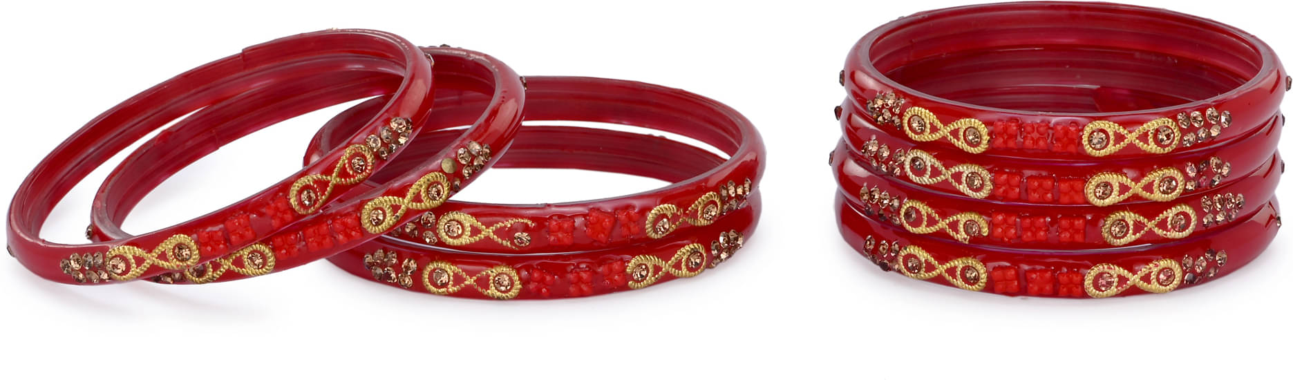 Somil Red Bangle Set ( Pack of 8 ) Somil Red Bangle Set ( Pack of 8 )