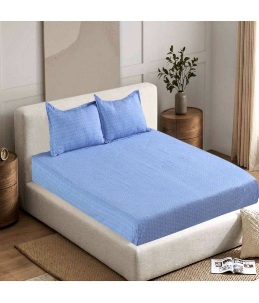     			Valtellina Cotton 1 Double Bedsheet with 2 Pillow Covers ( Blue )