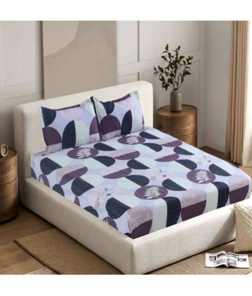     			Valtellina Cotton 1 Double Bedsheet with 2 Pillow Covers ( Purple )