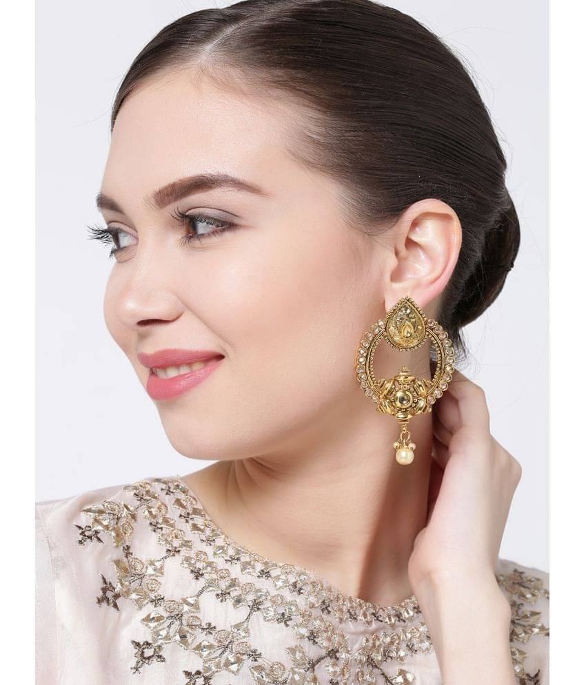    			YOUBELLA Gold Danglers Earrings ( Pack of 1 )