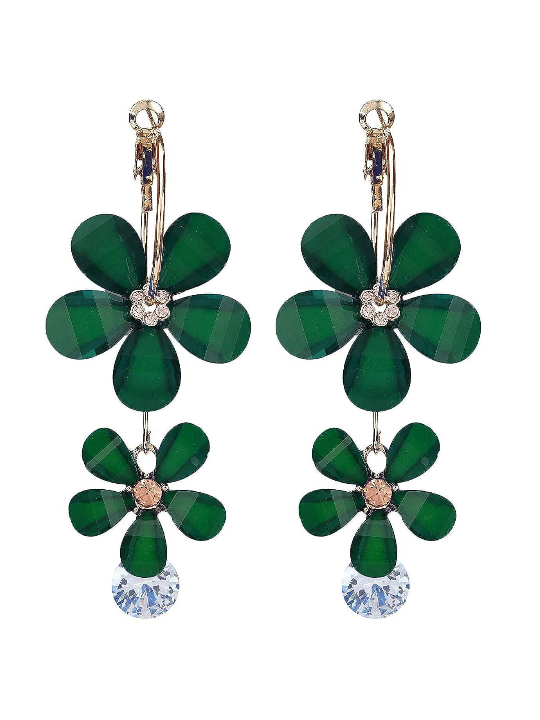     			YOUBELLA Green Danglers Earrings ( Pack of 1 )