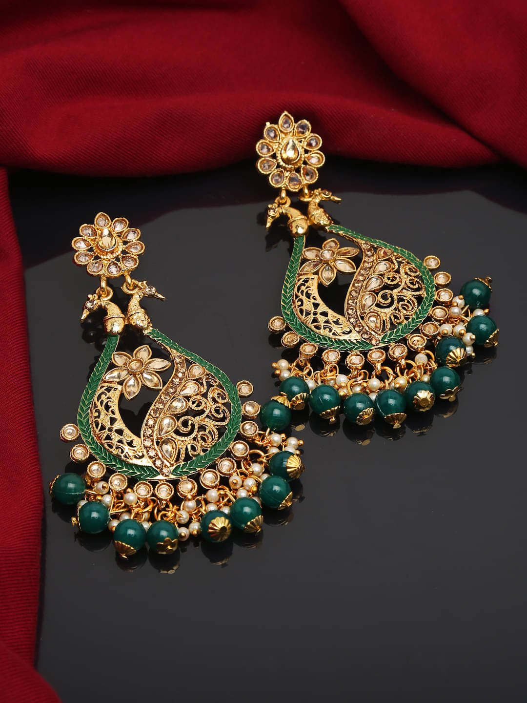     			YOUBELLA Green Danglers Earrings ( Pack of 1 )