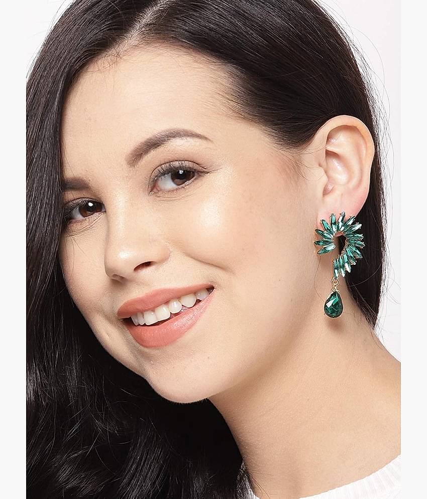 YOUBELLA Green Danglers Earrings ( Pack of 1 )