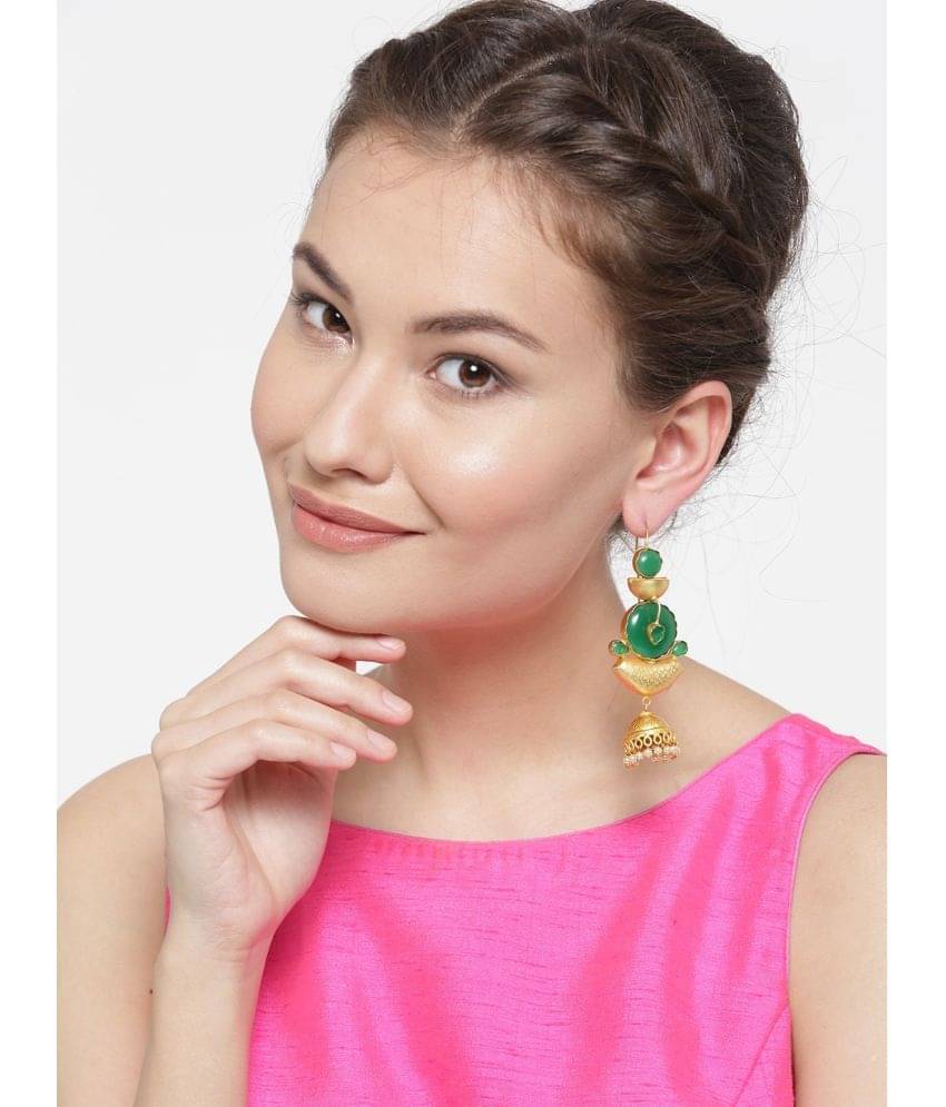     			YOUBELLA Green Danglers Earrings ( Pack of 1 )