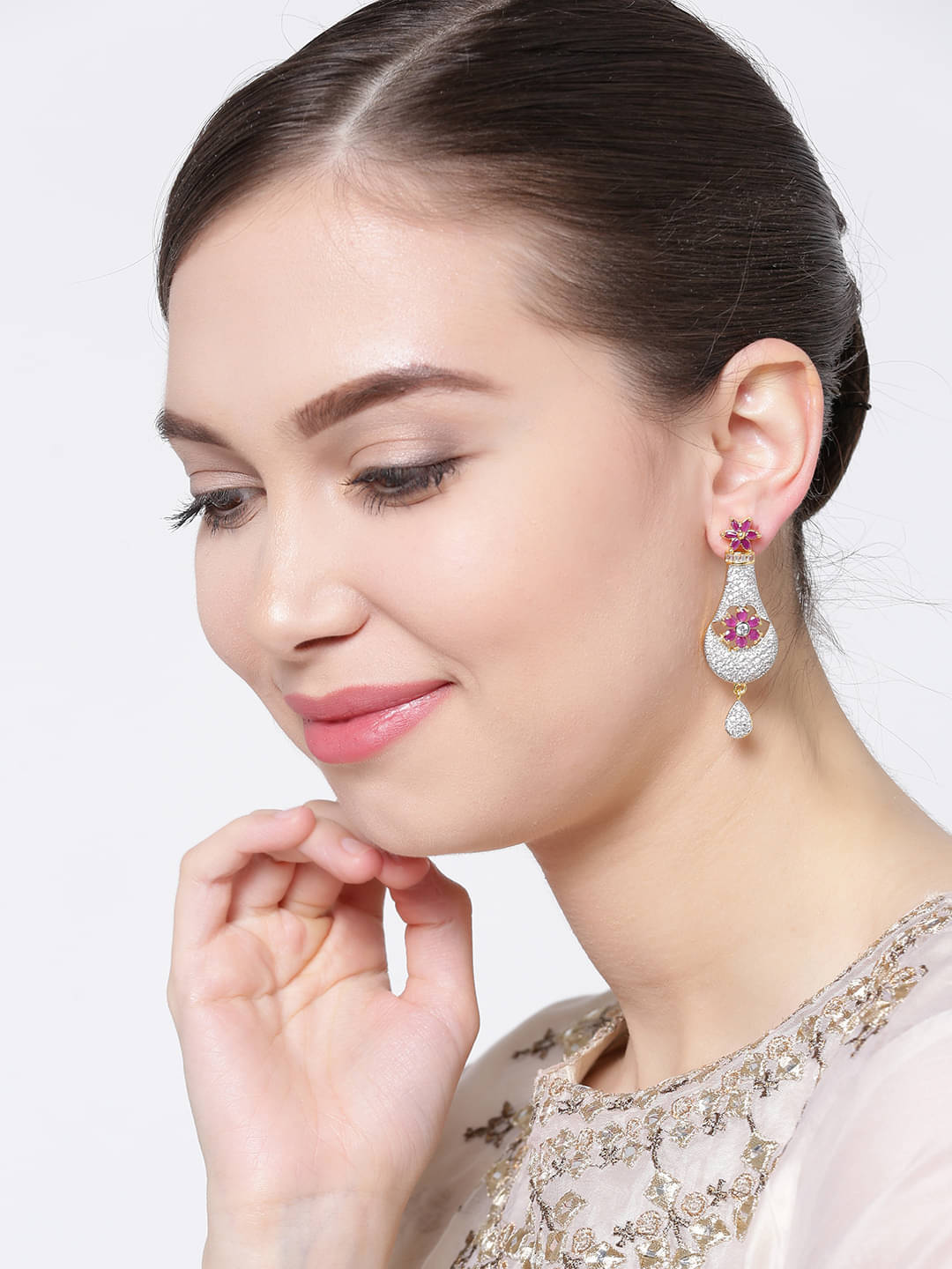     			YOUBELLA Magenta Danglers Earrings ( Pack of 1 )