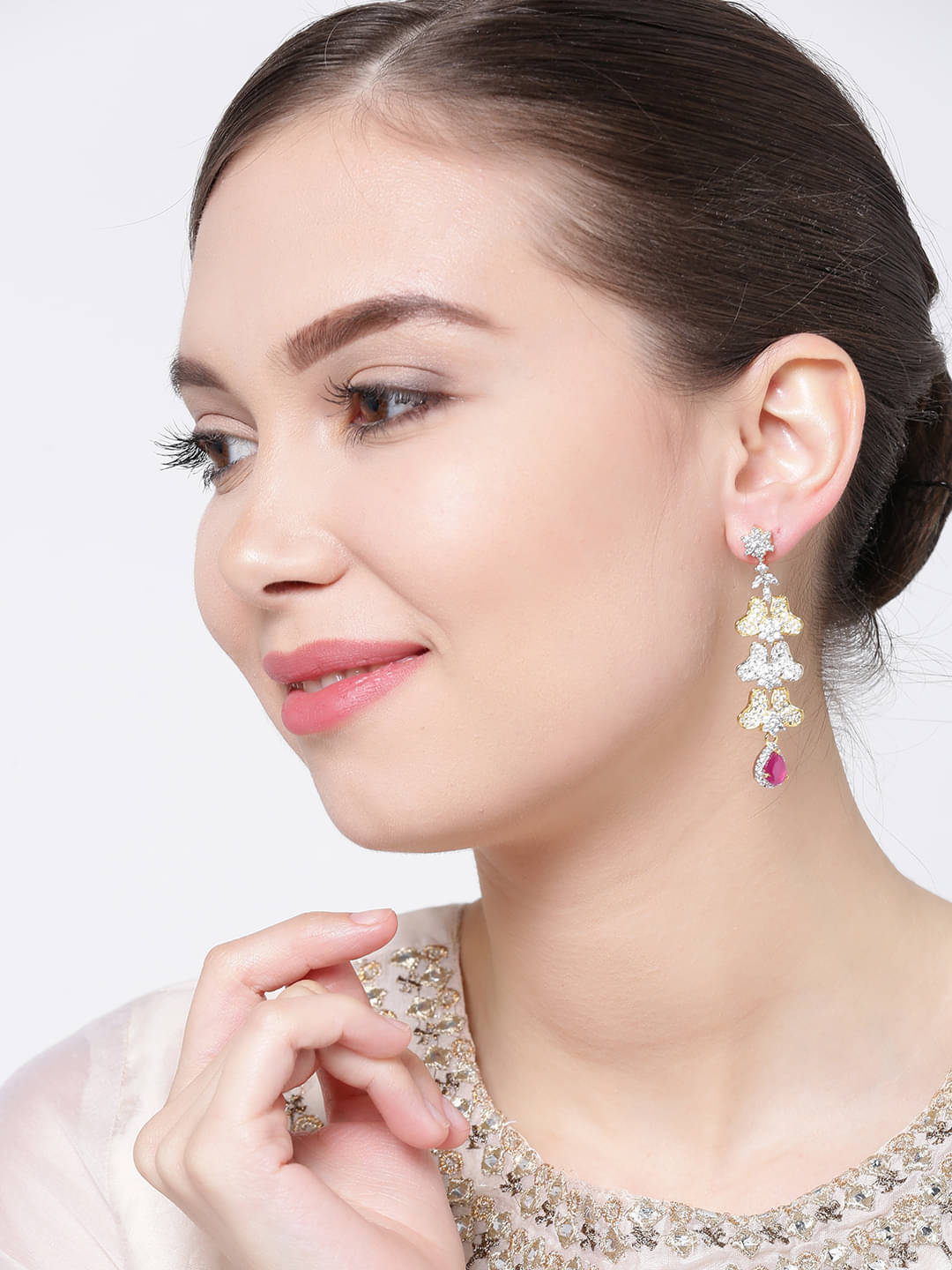     			YOUBELLA Pink Danglers Earrings ( Pack of 1 )
