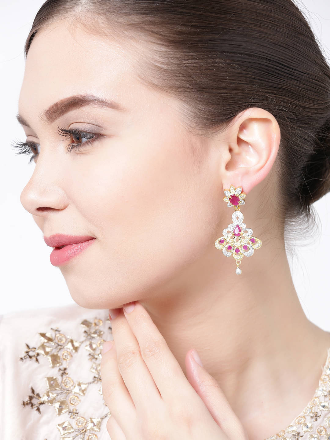     			YOUBELLA Pink Danglers Earrings ( Pack of 1 )