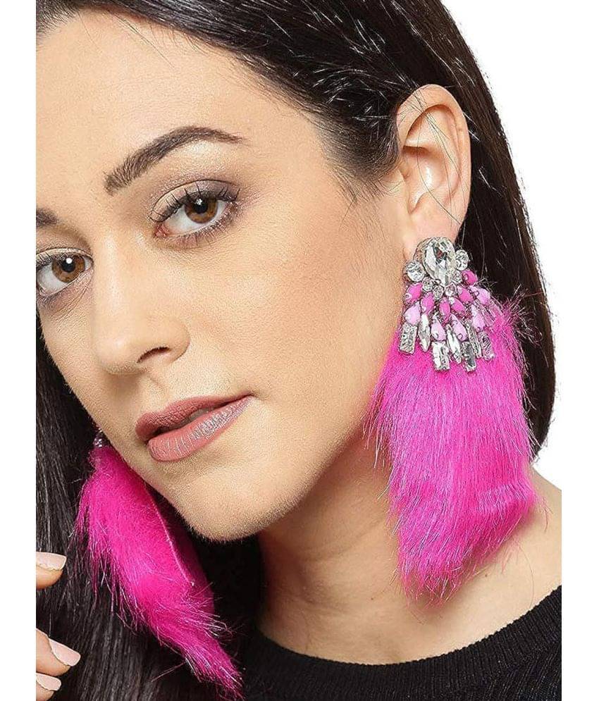     			YOUBELLA Pink Danglers Earrings ( Pack of 1 )