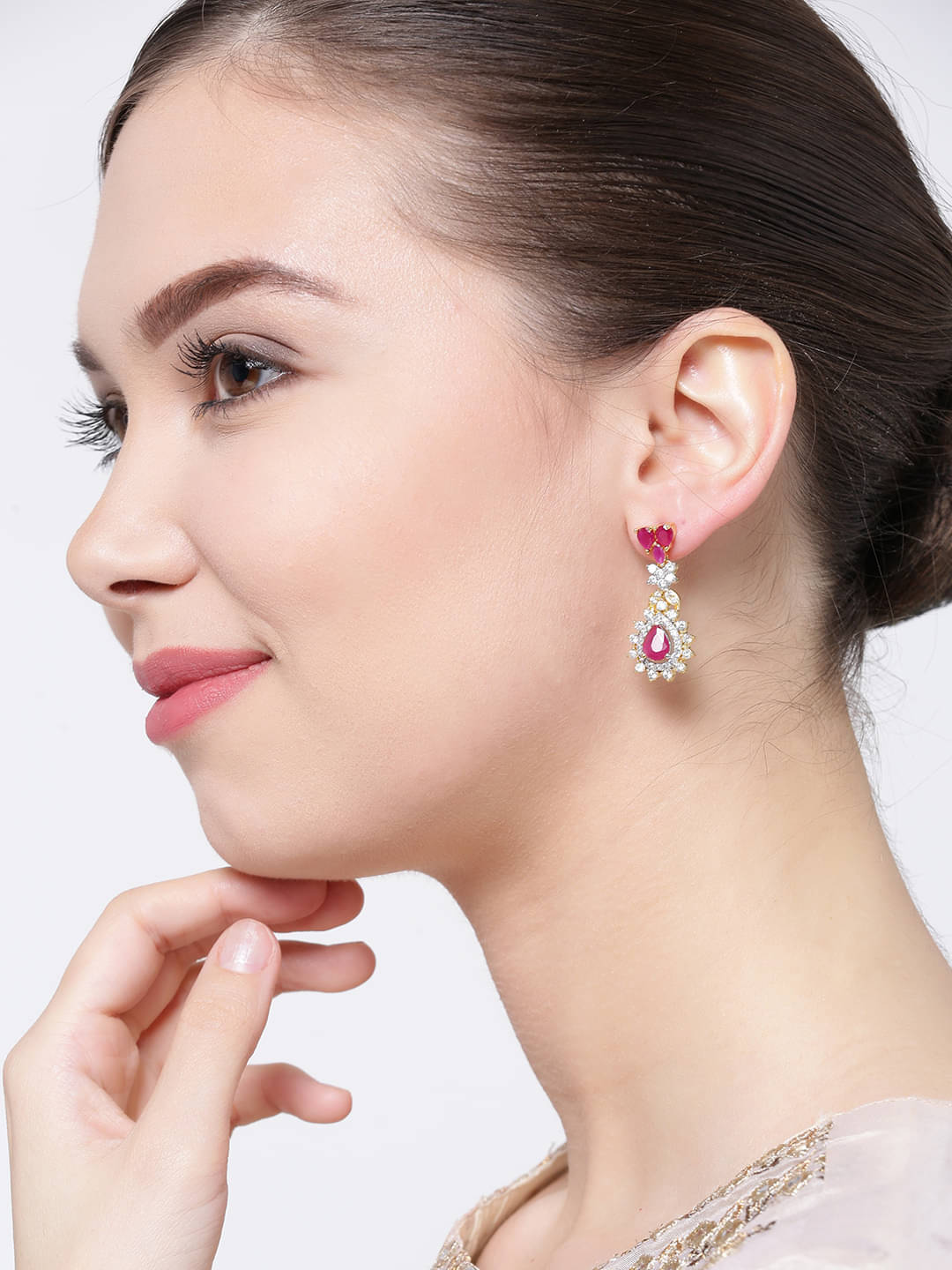     			YOUBELLA Pink Danglers Earrings ( Pack of 1 )