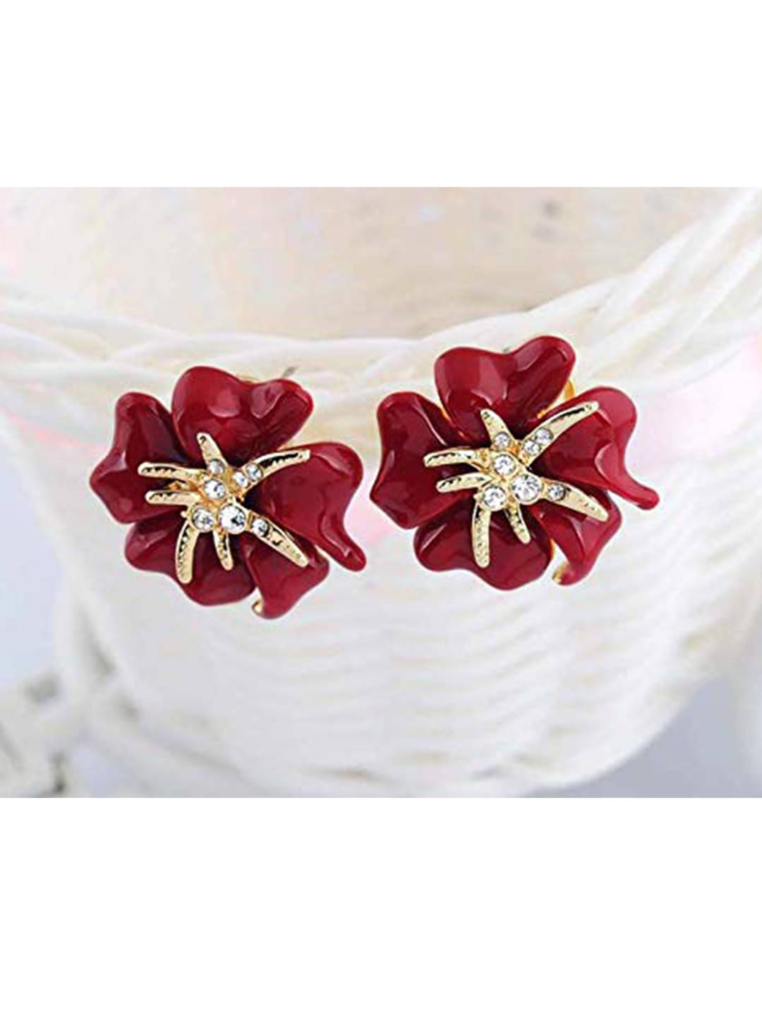     			YOUBELLA Red Danglers Earrings ( Pack of 1 )