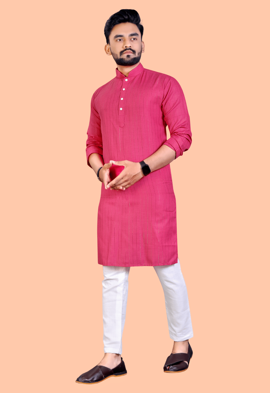     			Balaji's Pink Cotton Blend Regular Fit Men's Kurta Pyjama Set ( Pack of 1 )