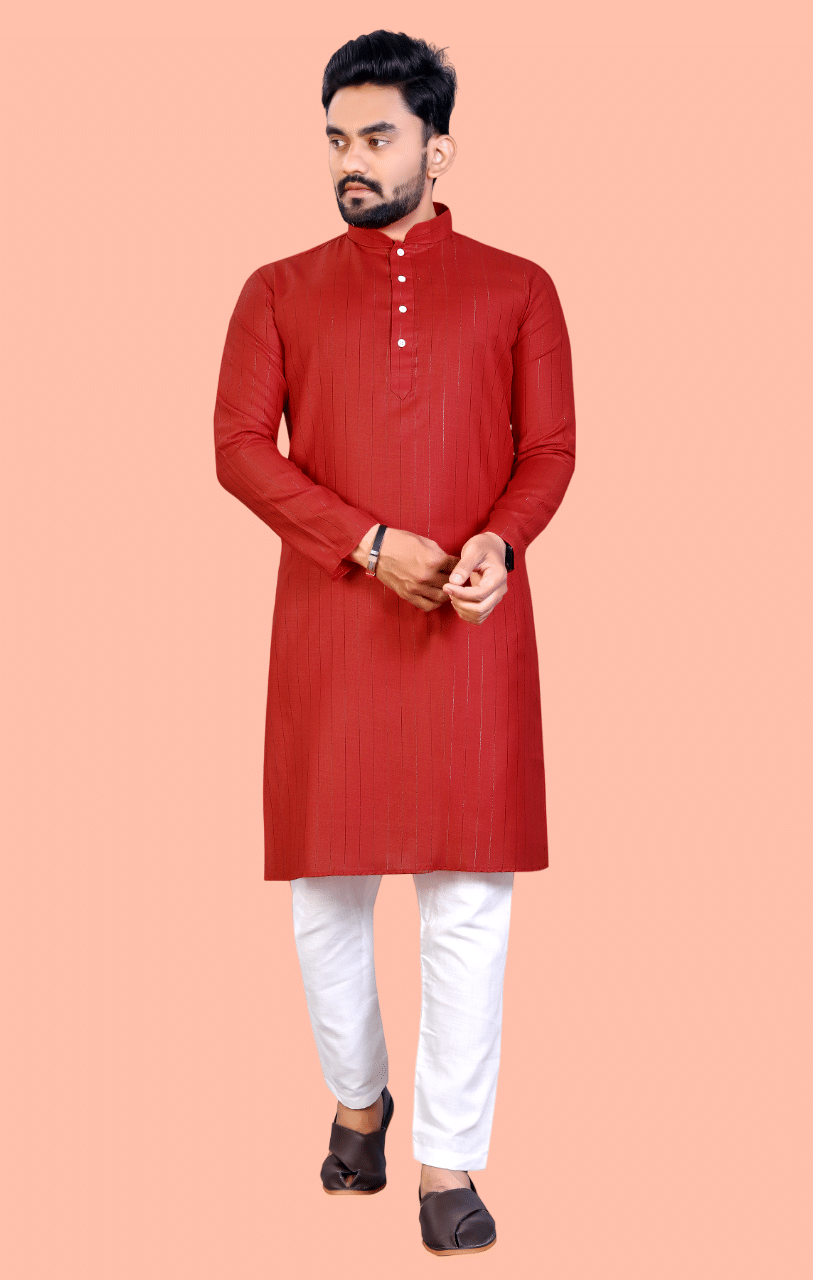 Balaji's Red Cotton Blend Regular Fit Men's Kurta Pyjama Set ( Pack of 1 ) Balaji's Red Cotton Blend Regular Fit Men's Kurta Pyjama Set ( Pack of 1 )