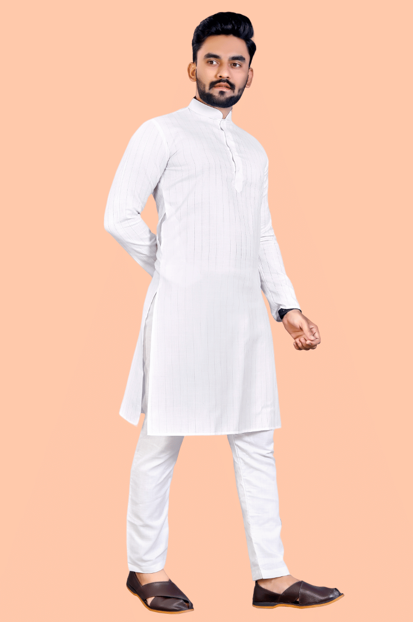     			Balaji's White Cotton Blend Regular Fit Men's Kurta Pyjama Set ( Pack of 1 )