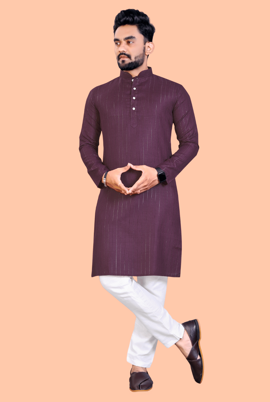     			Balaji's Wine Cotton Blend Regular Fit Men's Kurta Pyjama Set ( Pack of 1 )