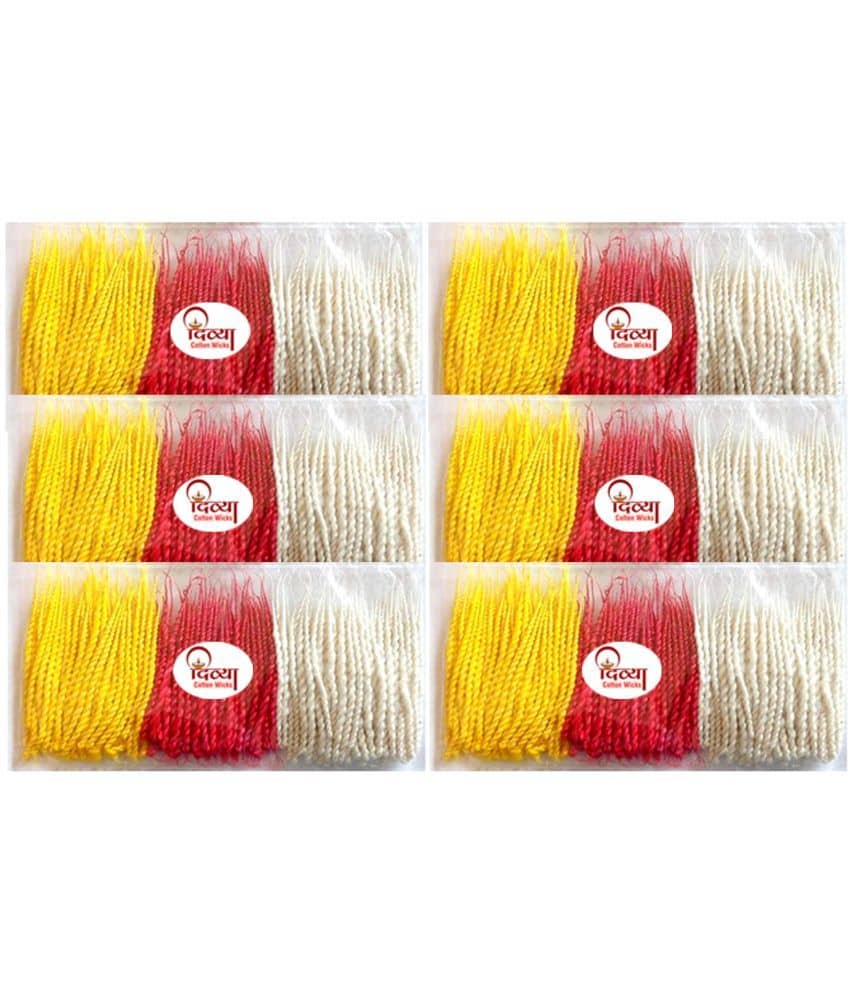 Long Cotton Wicks - Twisted Diya Batti 400 Pieces (Pack of 6)