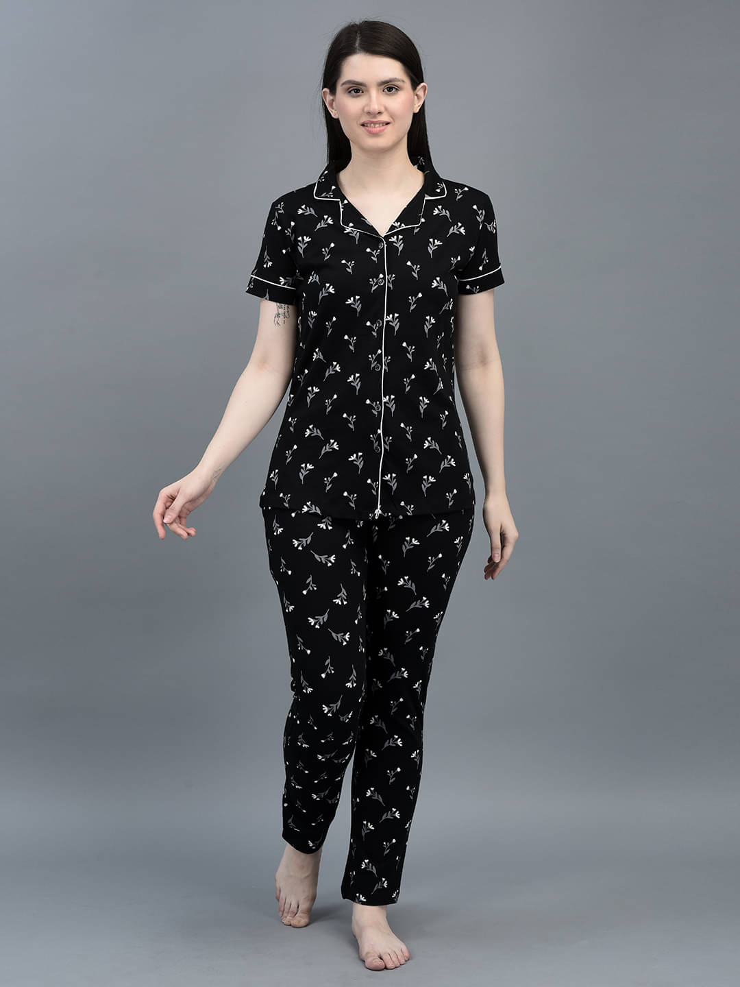 Dollar Missy Black Cotton Women's Nightwear Nightsuit Sets ( Pack of 1 ) Dollar Missy Black Cotton Women's Nightwear Nightsuit Sets ( Pack of 1 )
