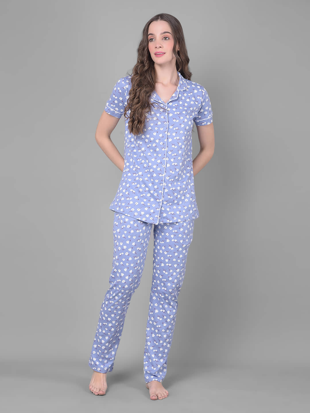 Dollar Missy Blue Cotton Women's Nightwear Nightsuit Sets ( Pack of 1 ) - Nightwear & Loungewear | Buy online on ZillyBuy