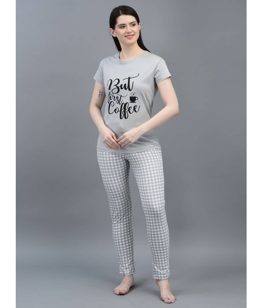 Dollar Missy Grey Cotton Women's Nightwear Nightsuit Sets ( Pack of 1 ) - Nightwear & Loungewear | Buy online on ZillyBuy