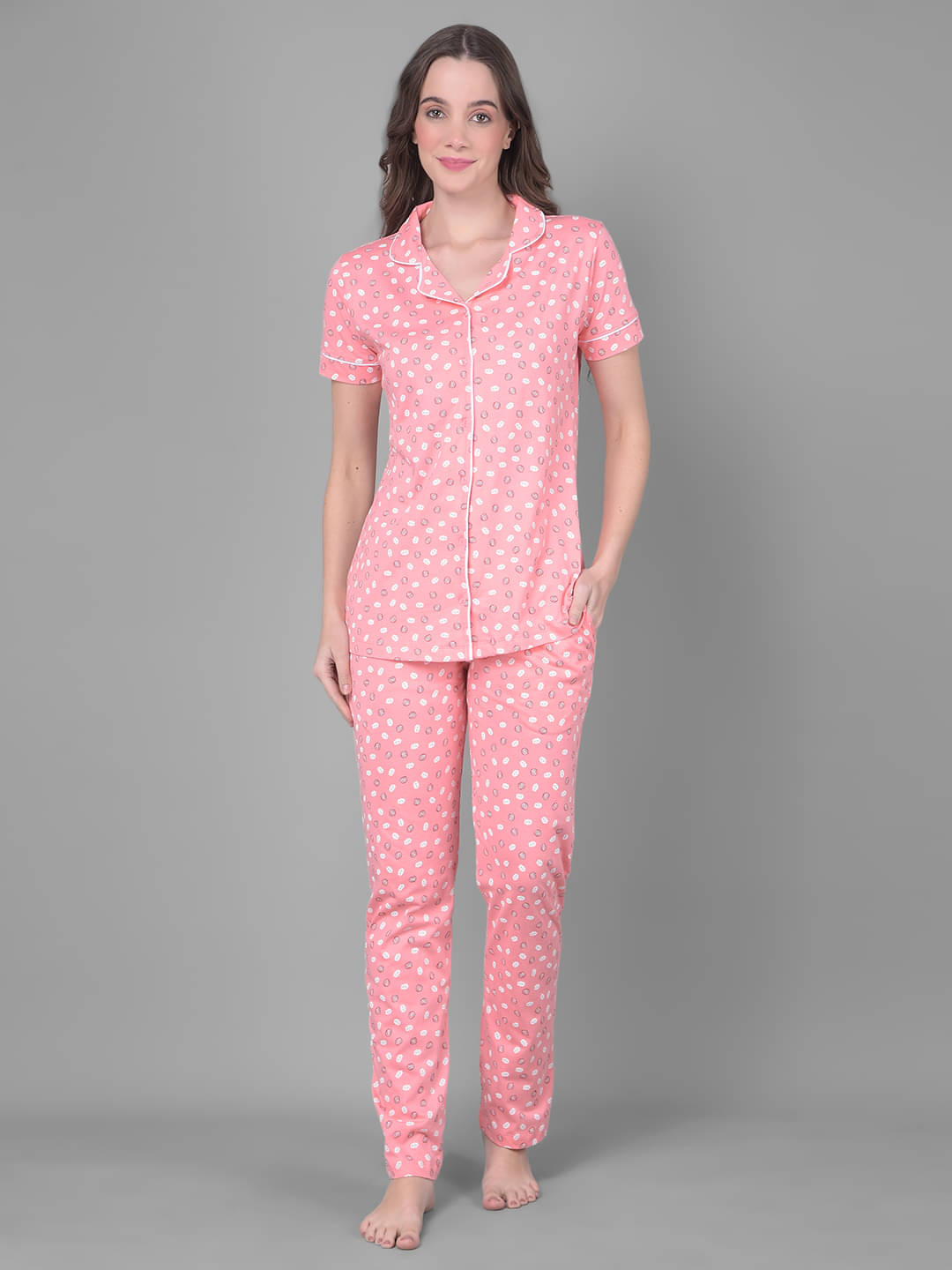     			Dollar Missy Pink Cotton Women's Nightwear Nightsuit Sets ( Pack of 1 )