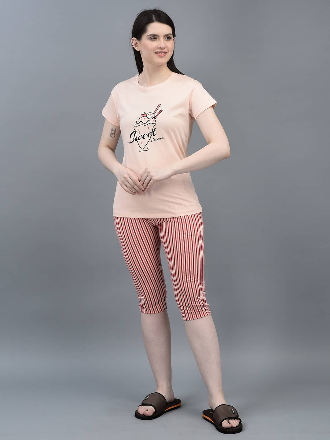 Dollar Missy Pink Cotton Women's Nightwear Night Capris ( Pack of 1 ) - Nightwear & Loungewear | Buy online on ZillyBuy