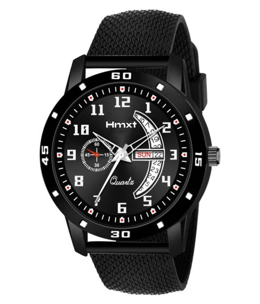     			HMXT Black Silicon Analog Men's Watch