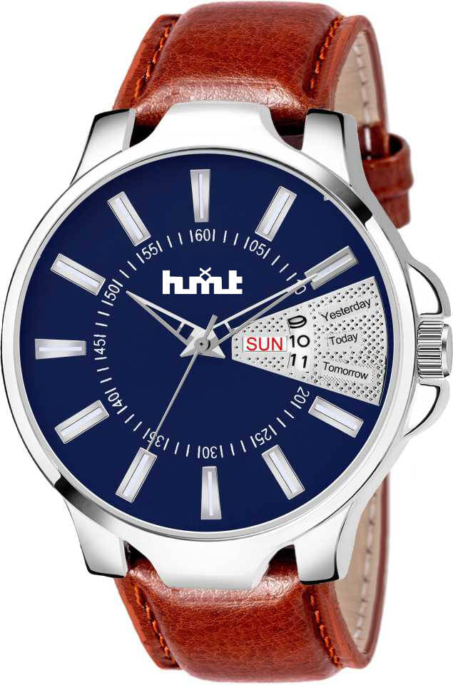     			HMXT Brown Leather Analog Men's Watch