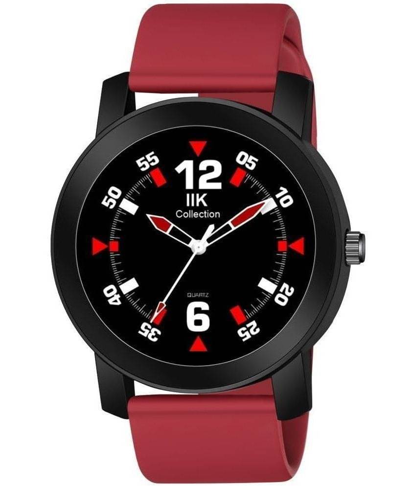     			IIK COLLECTION Maroon Silicon Analog Men's Watch
