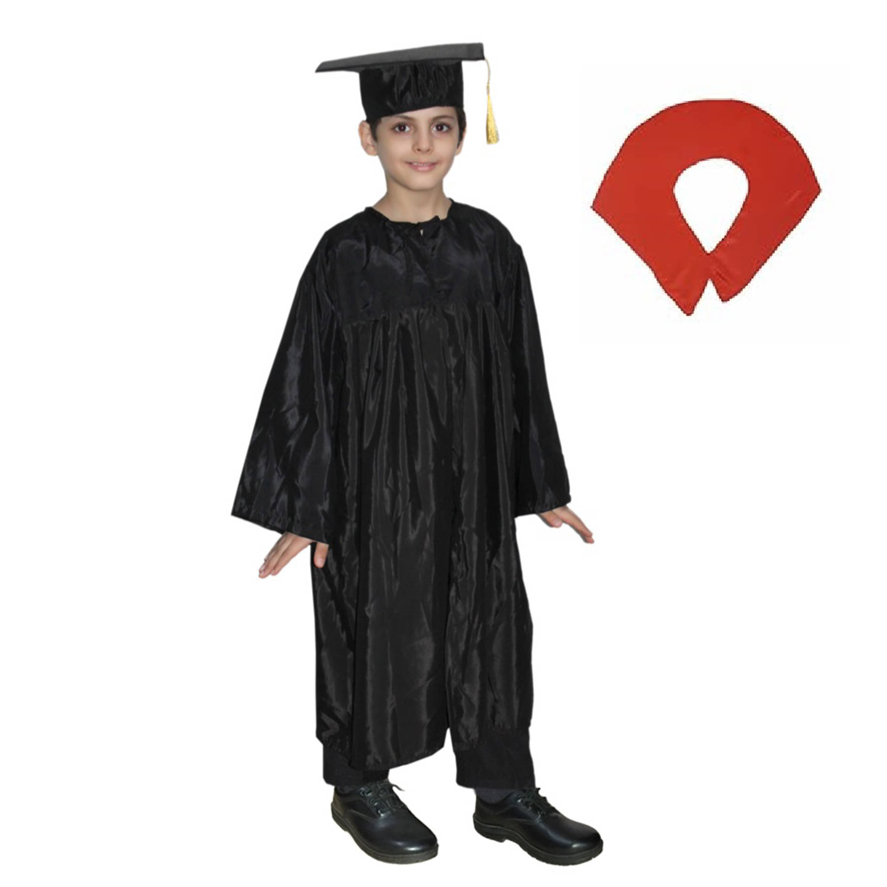 Kaku Fancy Dresses Graduation Gown with Scarf | Degree Gown Costume For Convocation, Black, 10-12 Years, For Boys & Girls     			Kaku Fancy Dresses Graduation Gown with Scarf | Degree Gown Costume For Convocation, Black, 10-12 Years, For Boys & Girls