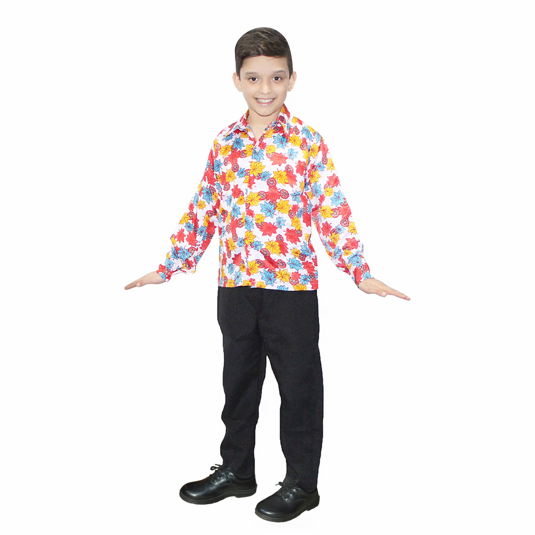     			Kaku Fancy Dresses for Boys Flower Print Shirt/Goa Shirt, Western Costume -Multicolour, 7-8 Year