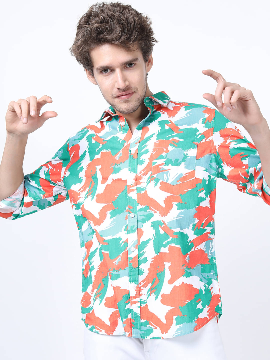     			Ketch 100% Cotton Regular Fit Printed Full Sleeves Men's Casual Shirt - Mint Green ( Pack of 1 )