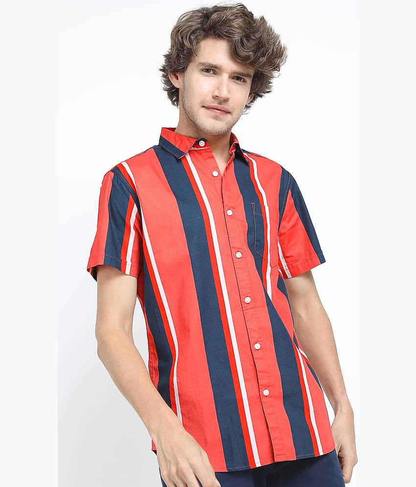 Ketch 100% Cotton Regular Fit Striped Half Sleeves Men's Casual Shirt - Blue ( Pack of 1 )