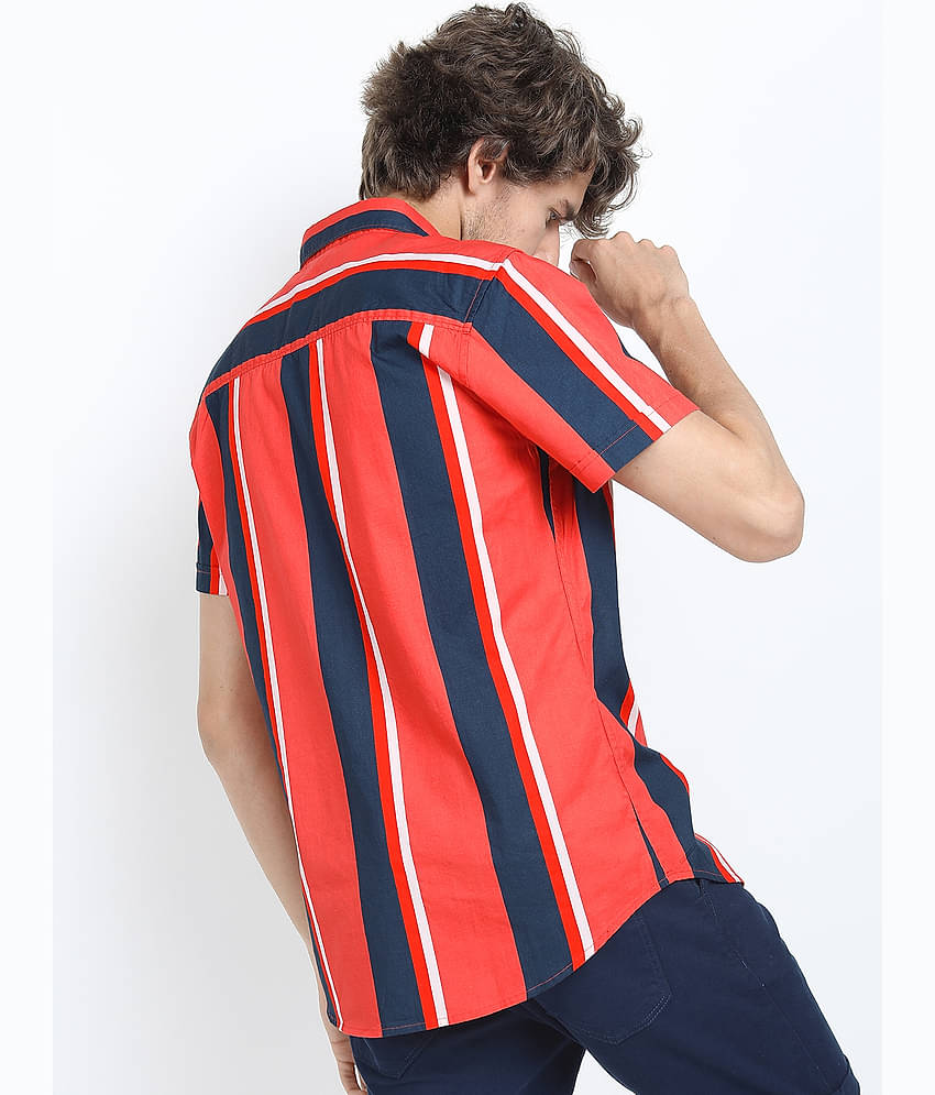 Ketch 100% Cotton Regular Fit Striped Half Sleeves Men's Casual Shirt - Blue ( Pack of 1 )