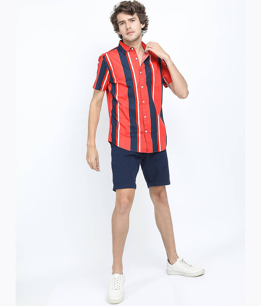 Ketch 100% Cotton Regular Fit Striped Half Sleeves Men's Casual Shirt - Blue ( Pack of 1 )