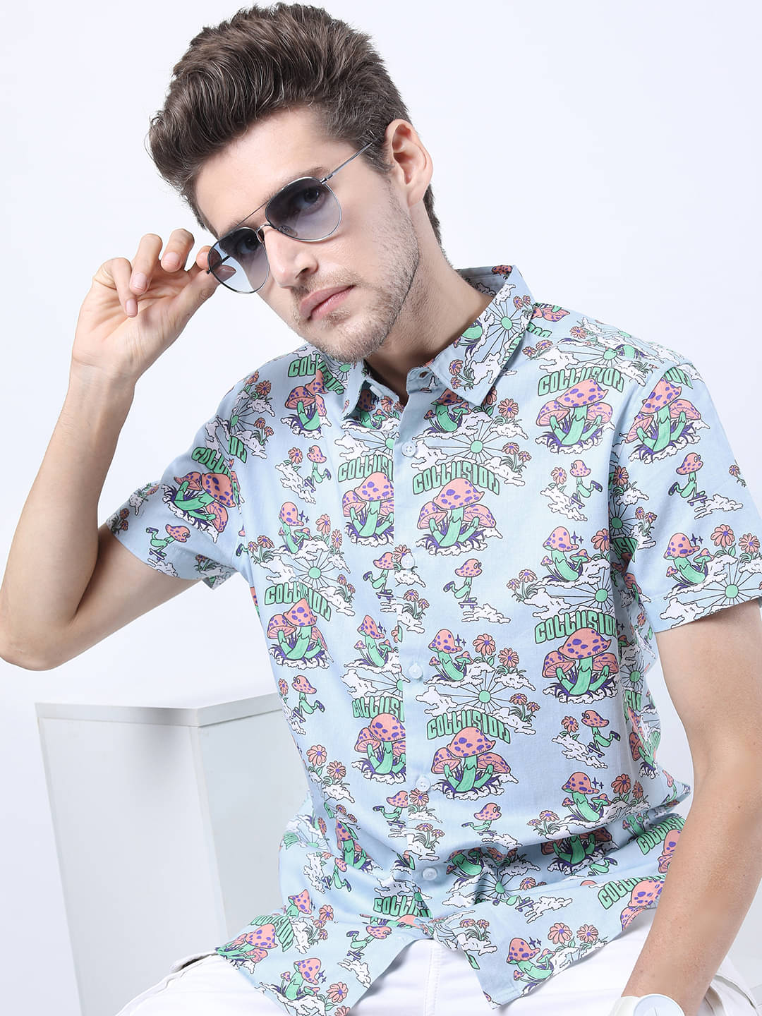    			Ketch 100% Cotton Regular Fit Printed Half Sleeves Men's Casual Shirt - Blue ( Pack of 1 )