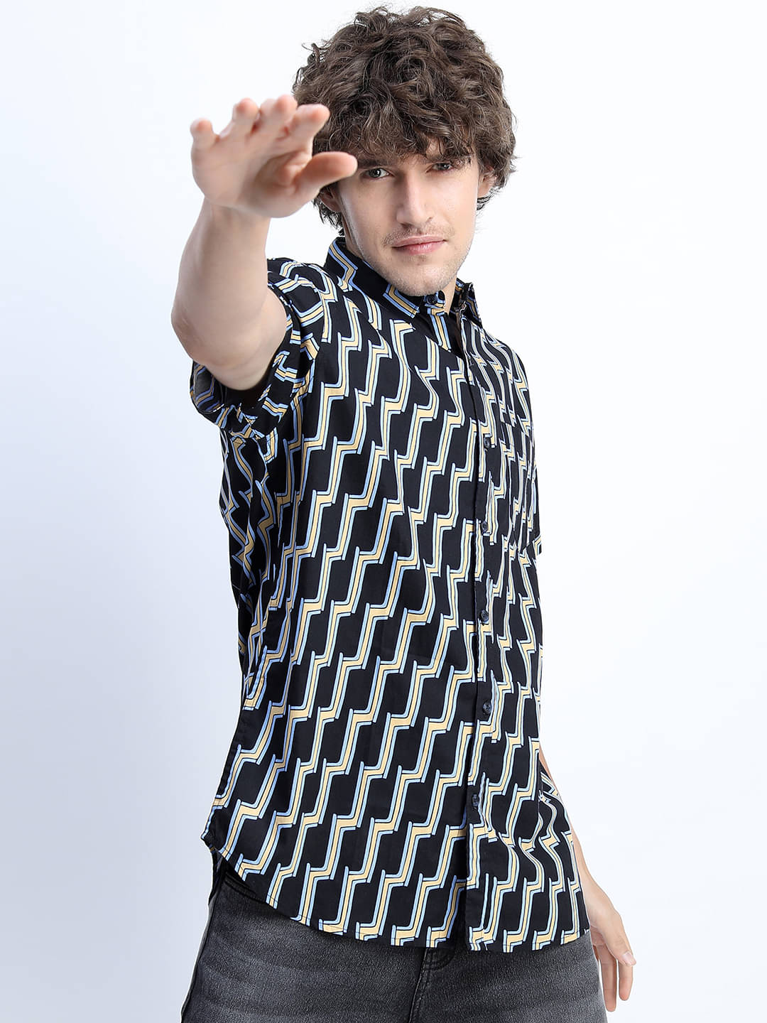     			Ketch 100% Cotton Regular Fit Printed Half Sleeves Men's Casual Shirt - Blue ( Pack of 1 )