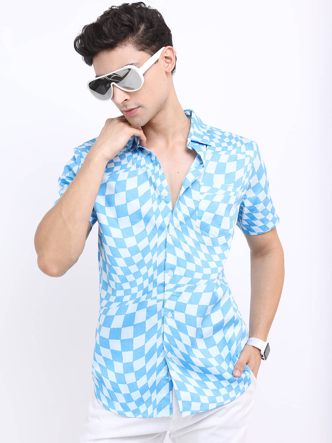     			Ketch 100% Cotton Regular Fit Printed Half Sleeves Men's Casual Shirt - Blue ( Pack of 1 )