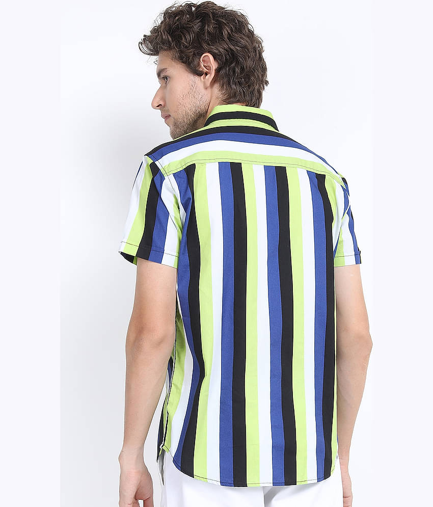 Ketch 100% Cotton Regular Fit Striped Half Sleeves Men's Casual Shirt - Blue ( Pack of 1 )