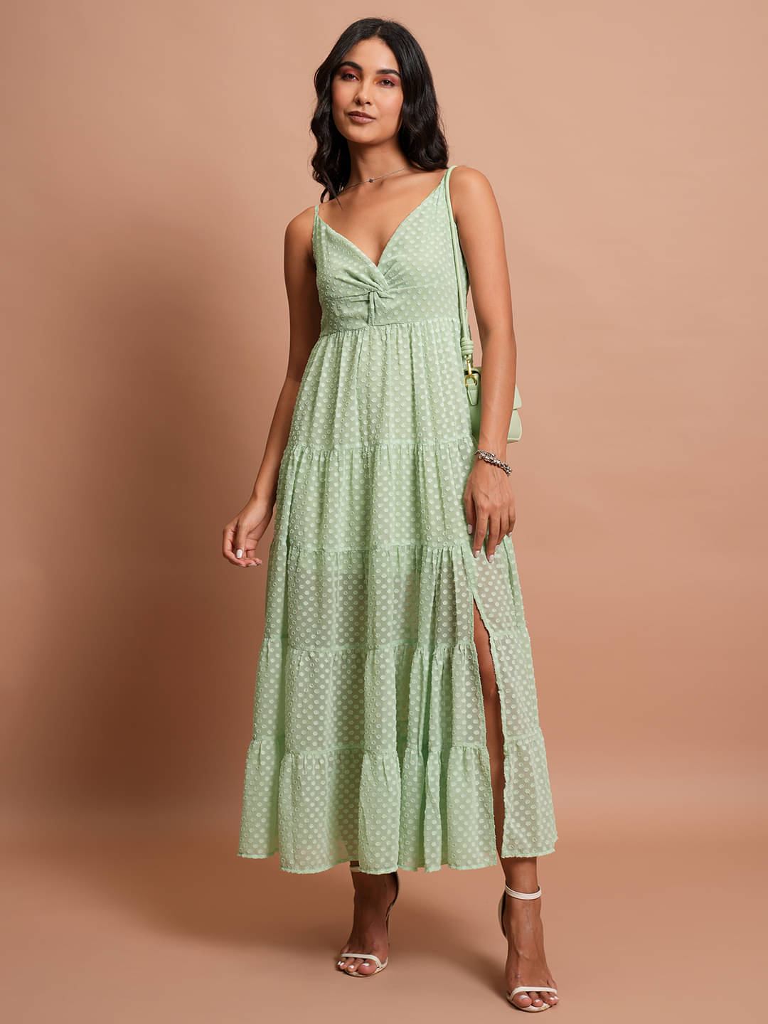     			Ketch Women Polyester Printed Fit & Flare Dress ( Green )