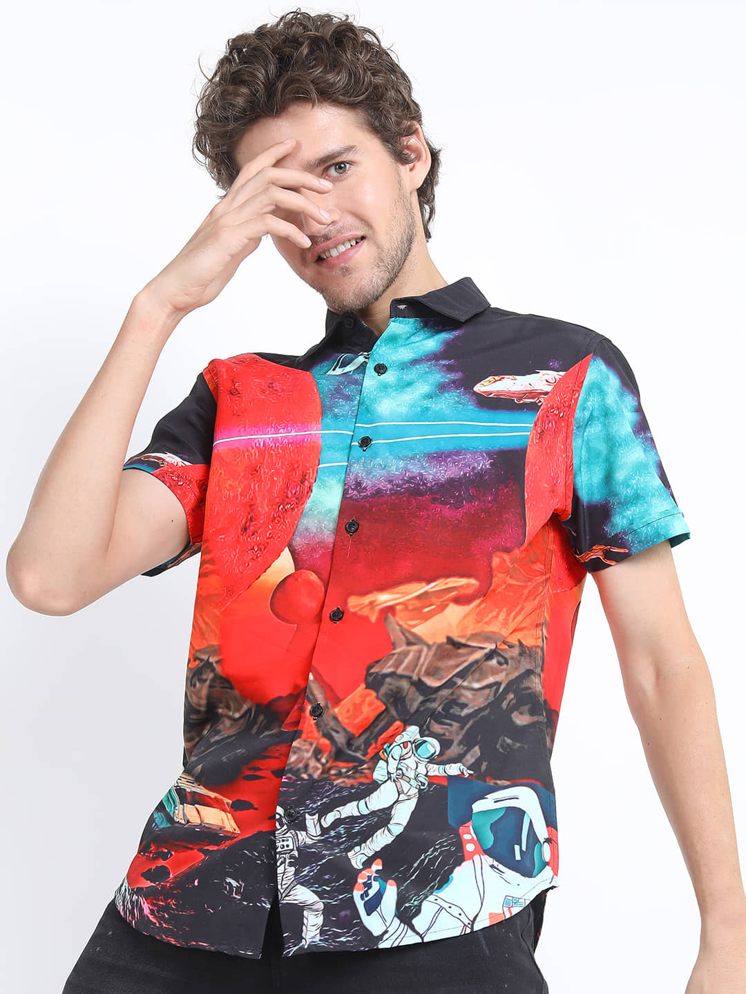 Ketch Polyester Regular Fit Printed Half Sleeves Men's Casual Shirt - Black ( Pack of 1 )
