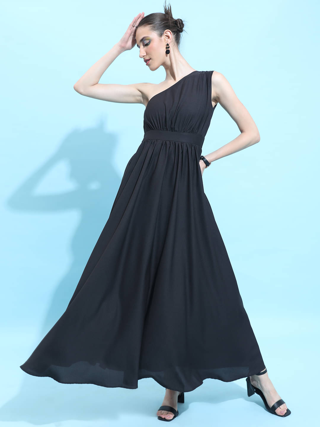 Ketch Women Polyester Solid Fit & Flare Dress ( Black ) Ketch Women Polyester Solid Fit & Flare Dress ( Black )