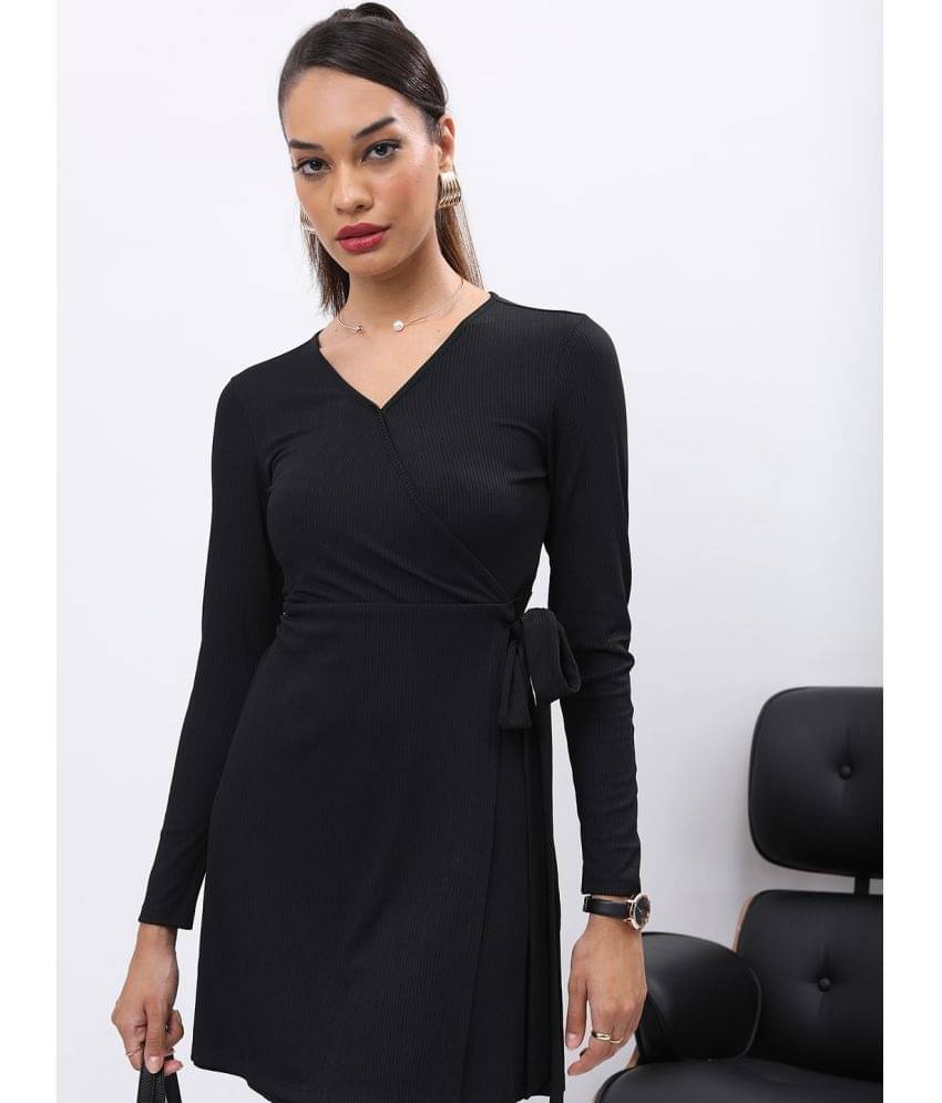     			Ketch Women Polyester Solid Bodycon Dress ( Black )