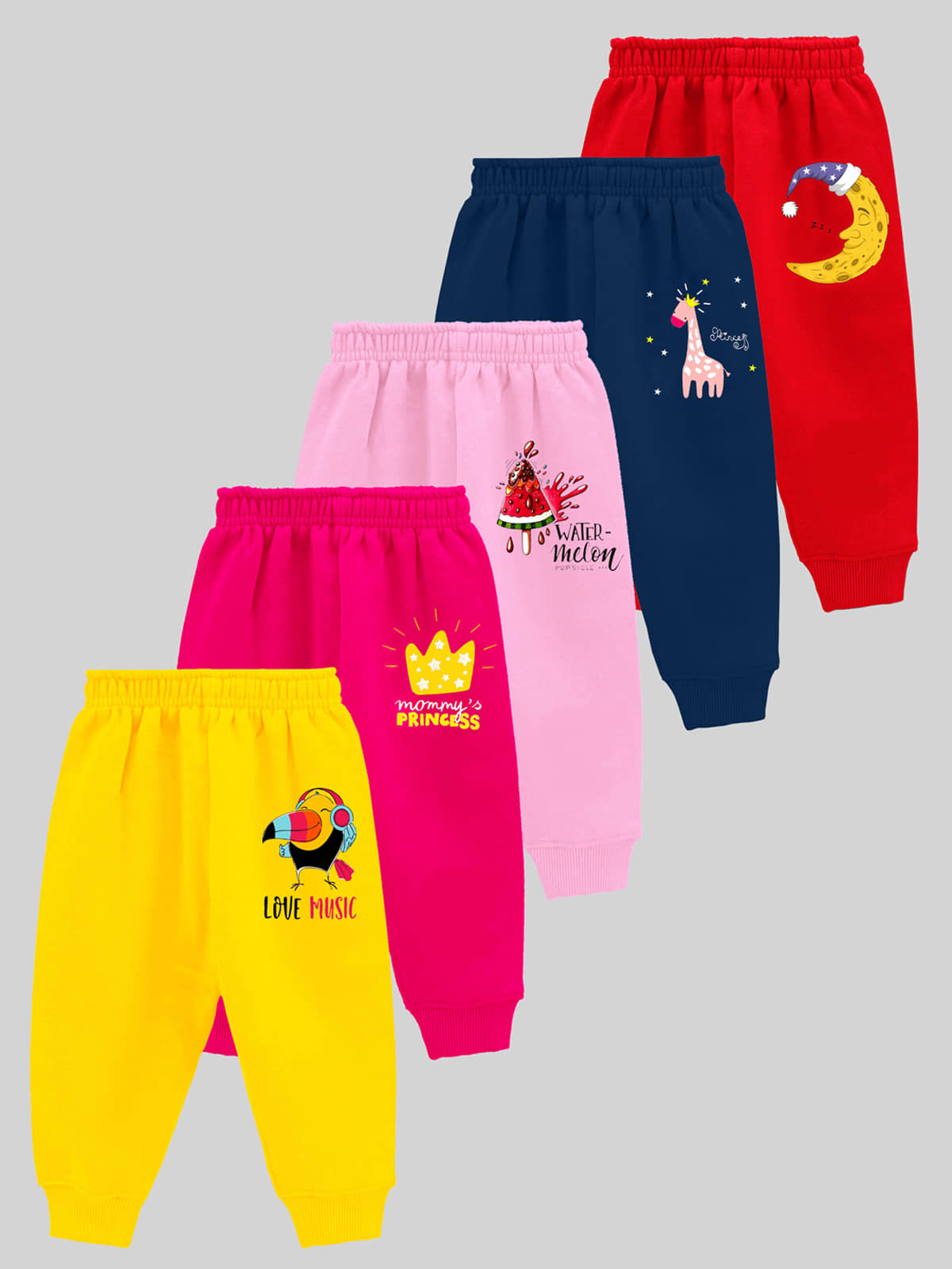 Kuchipoo Pack of 5 Girls Cotton Blend Leggings ( Multicolor1 )